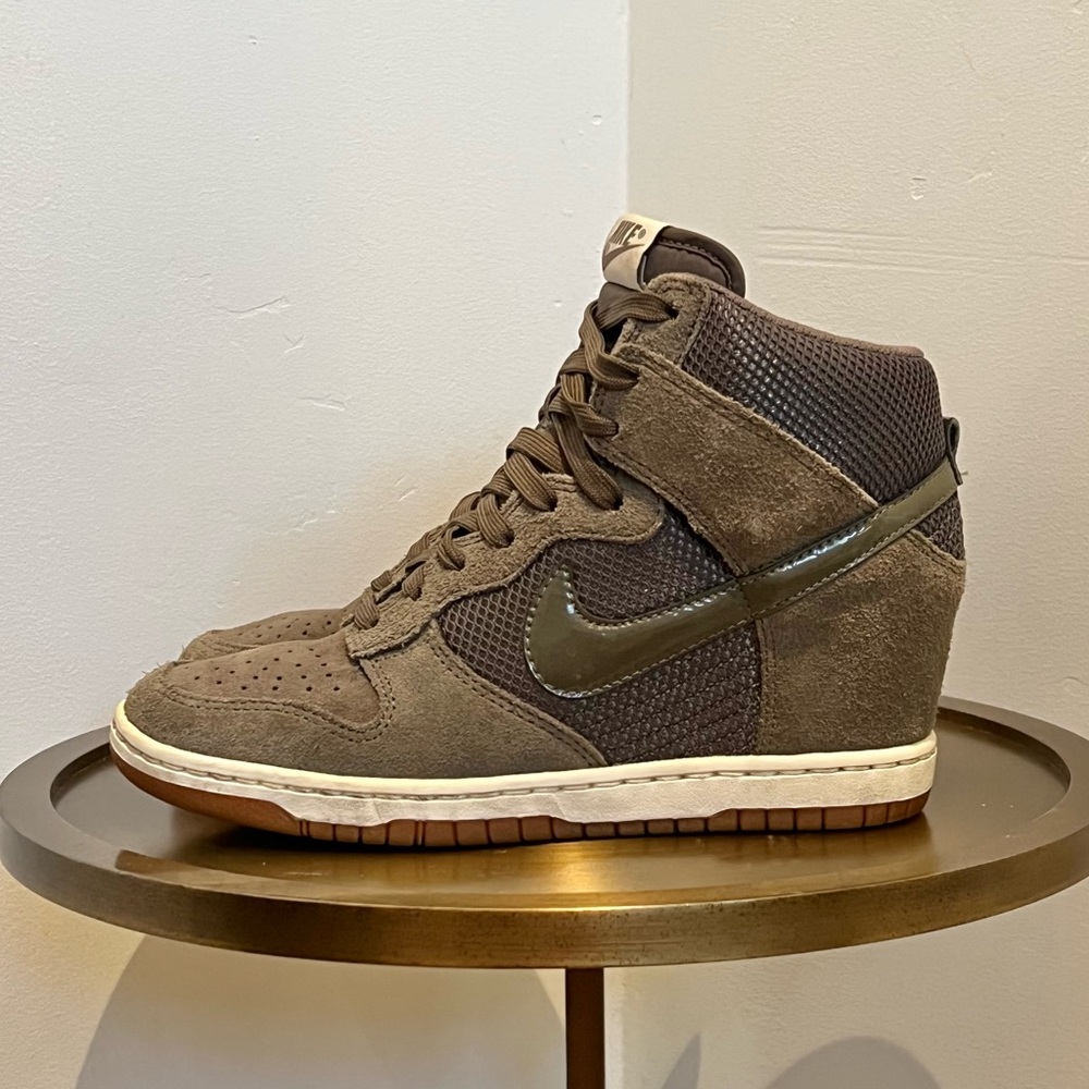 Nike Olive Green Suede Dunk Sky Hidden Wedge Sneakers